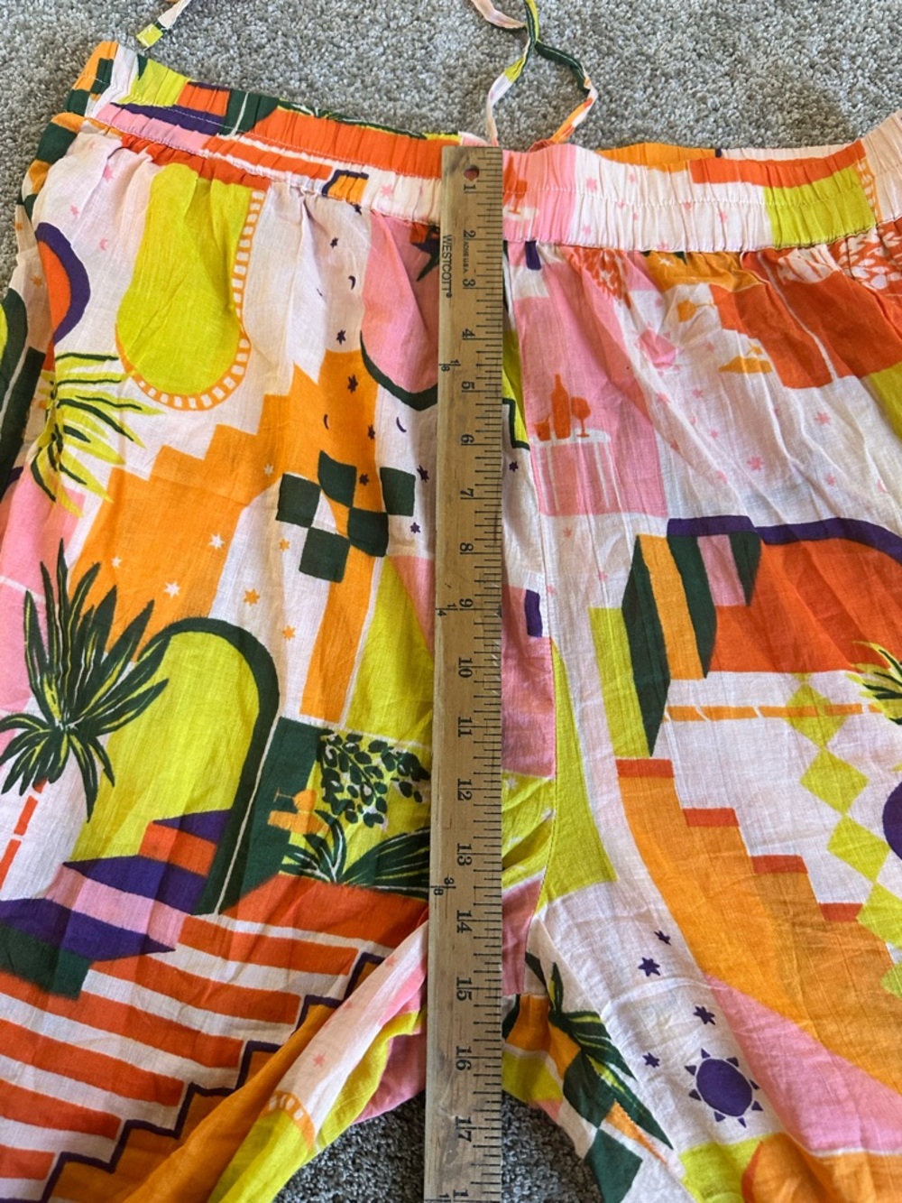 Haute Hippie Abstract Wide Leg Pants Womens XL Colorful Boho Tropical Loungewear - Picture 5 of 11